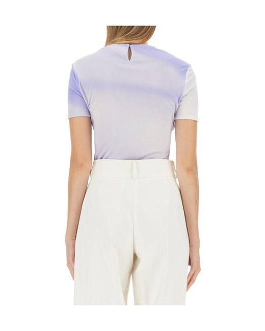 Jil Sander Blue Motif Printed Slim Fit T-Shirt