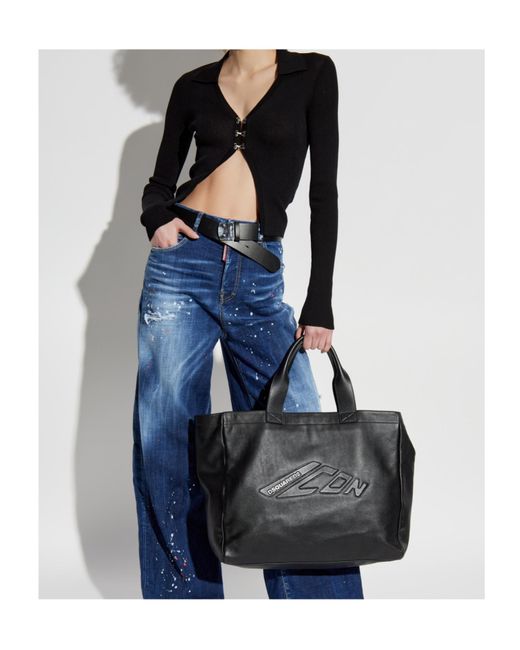DSquared² Black Ribbed-Knit Long Sleeved Cardigan