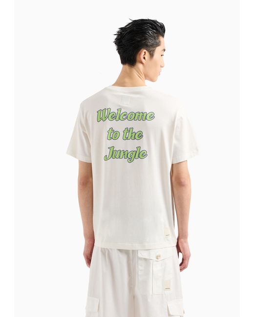 Emporio Armani White Monogram-Print Cotton T-Shirt for men