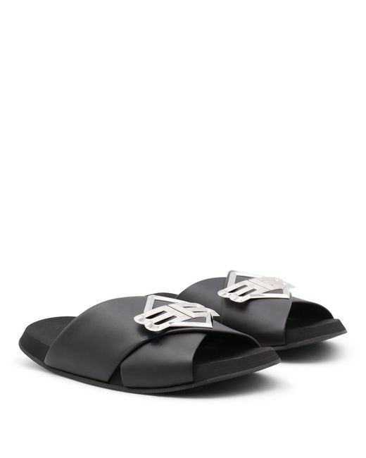 Balenciaga Black Logo Plaque Slip-On Slides for men