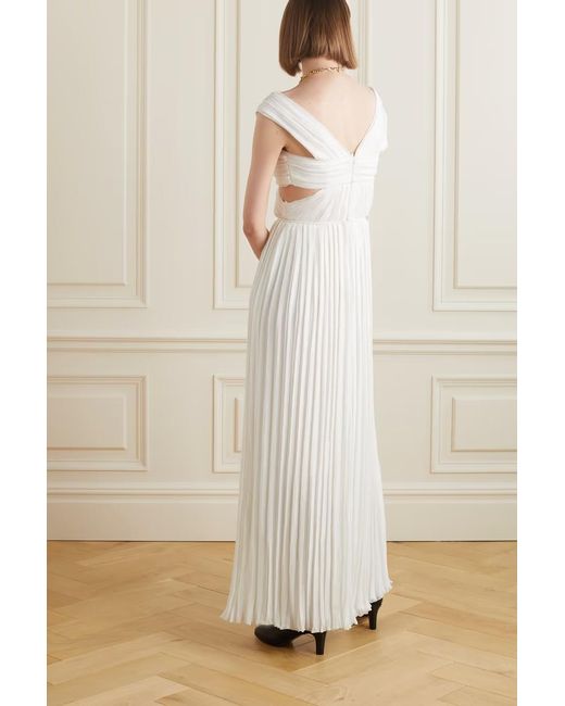 Chloé White Pleated Silk Chiffon Dress Dress