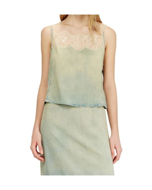 DIESEL Multicolor De-Mery-S Lace-Trim Denim Top