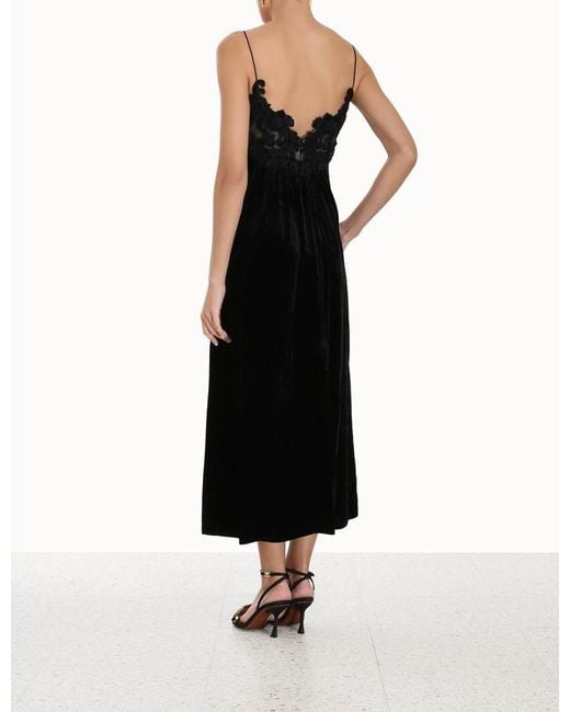Zimmermann Black Floral-Embellished Velvet A-Line Dress