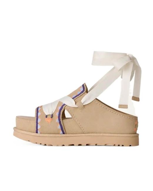 Ugg Natural Goldenstar Hi Artistitch Lace-Up Sandals