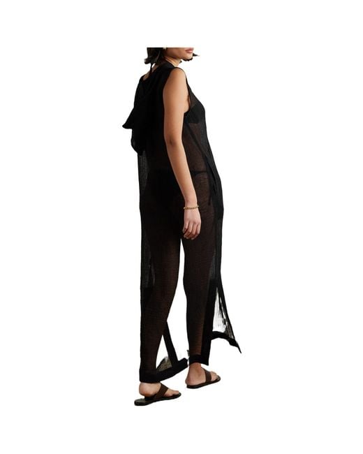 Lisa Marie Fernandez Black Hooded Linen-Blend Gauze Maxi Dress