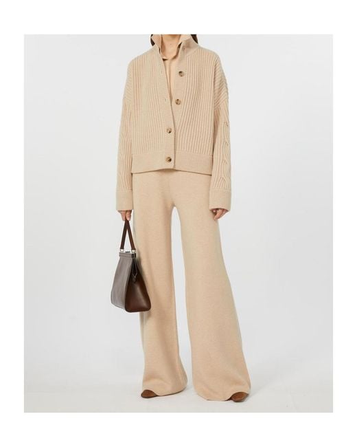 Max Mara Natural Judy Wide Leg Knitted Trousers