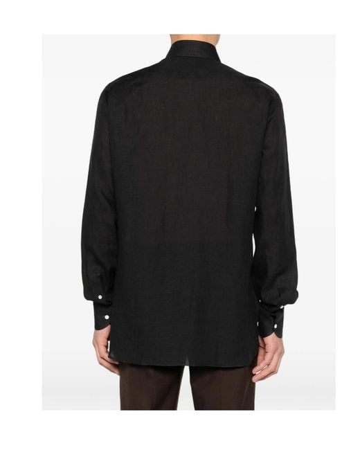 Isaia Black Long-Sleeved Shirt for men