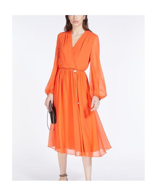 Max Mara Orange V-Neck Dress