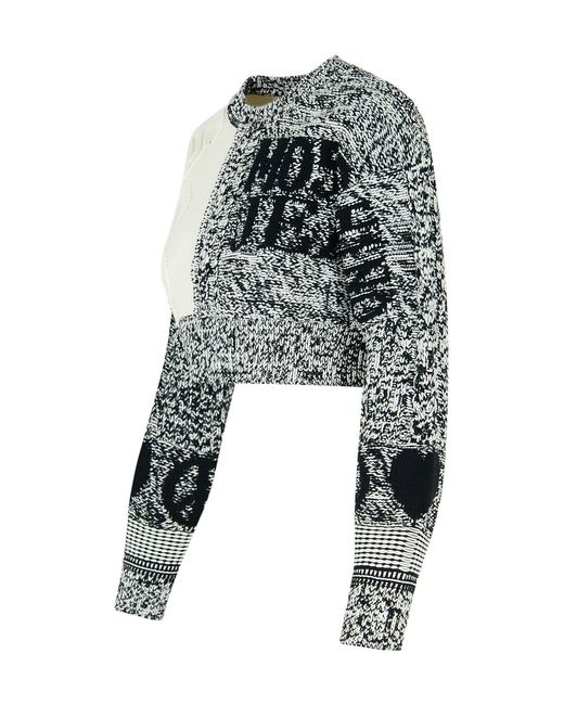 Moschino Multicolor Jeans Logo Intarsia Cropped Jumper