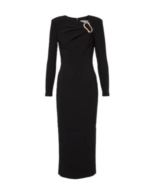 Roland Mouret Black Asymmetric Crepe Midi Dress