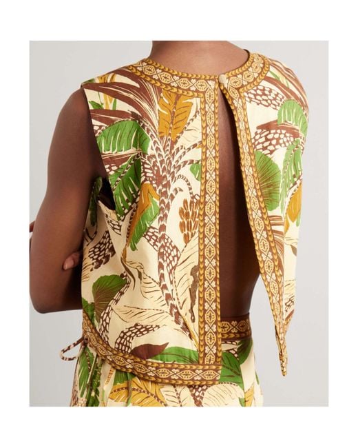 Farm Rio Multicolor Foliage Sketch Open Back Top