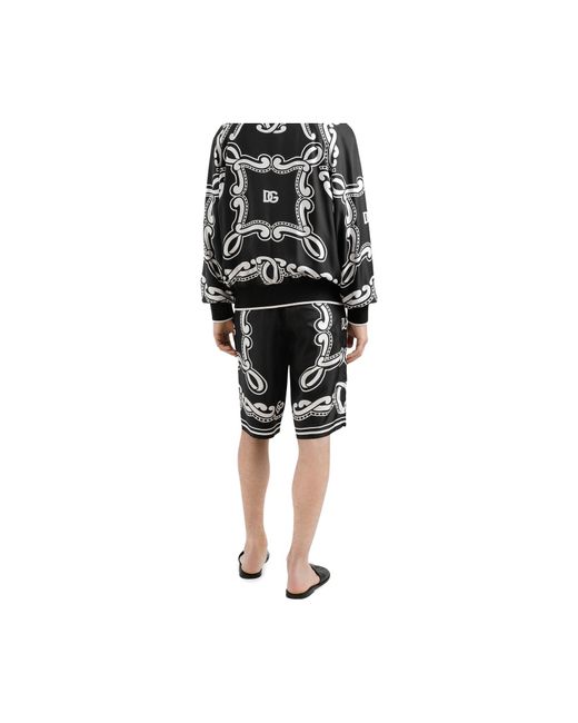 Dolce & Gabbana Black Elastic Drawstring Waist Shorts for men