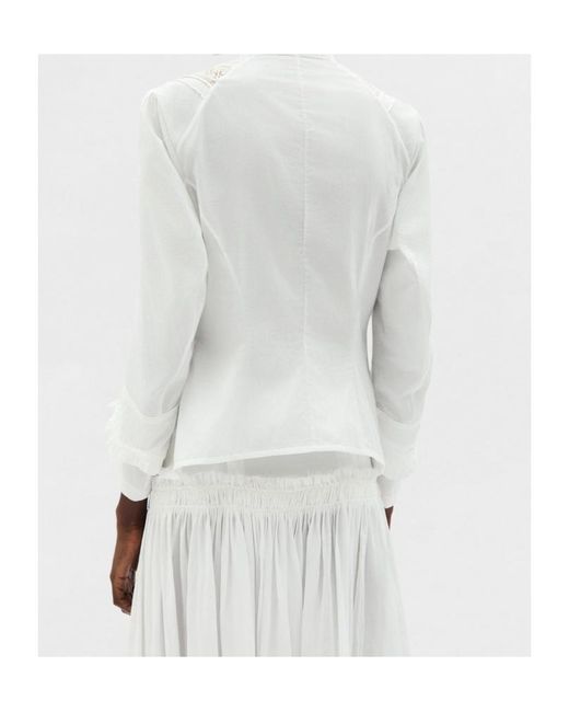 Ann Demeulemeester White Lidy Open Front Shirt With Lace Ribbons