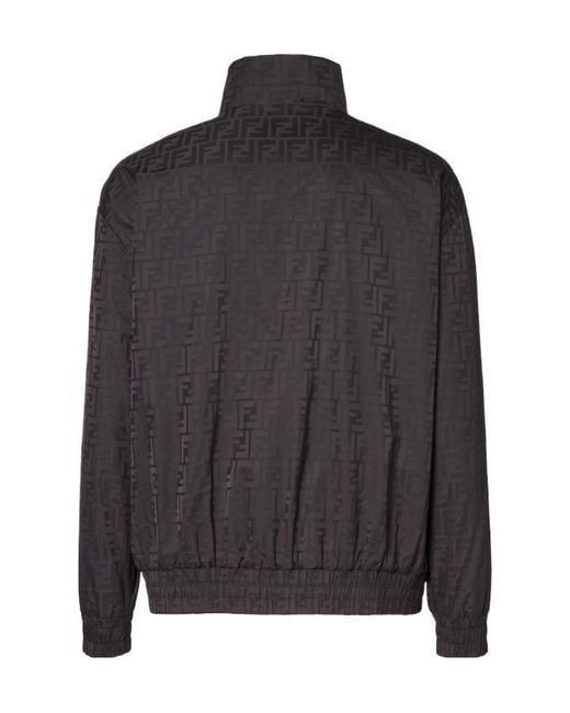 Fendi Black Ff Jacquard Zipped Bomber Jacket for men