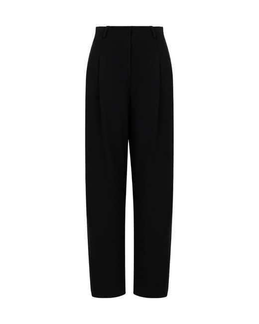Emporio Armani Black Pleated High-Rise Casual Pants