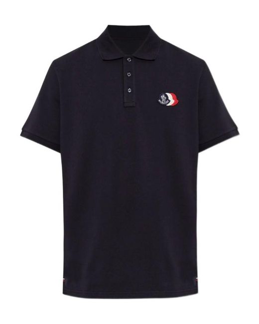 Moncler Blue Short-Sleeved Polo Shirt for men