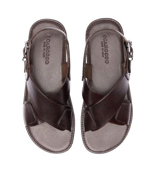 Scarosso Brown Massimo Buckle-Fastened Sandals for men