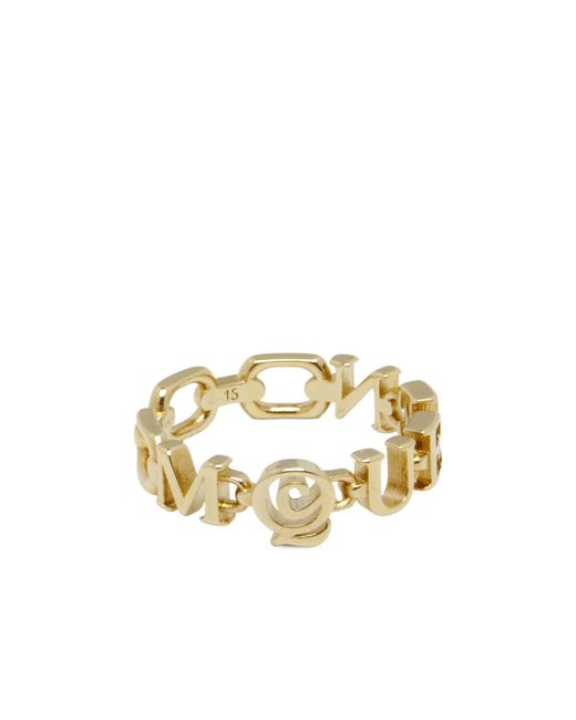 McQueen Metallic Logo Lettering Chain Ring