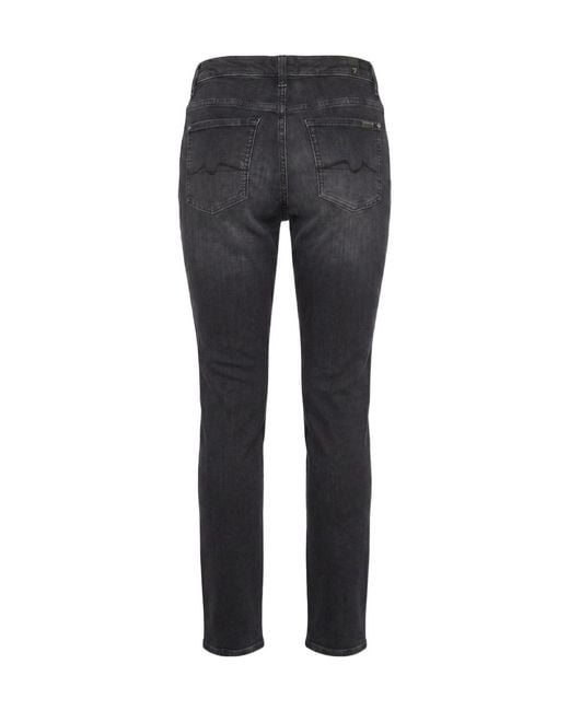 7 For All Mankind Black Faded-Effect Button-Fastening Jeans