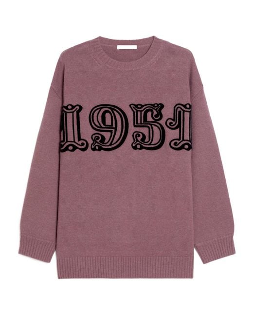 Max Mara Purple Fido Crewneck Long-Sleeved Jumper