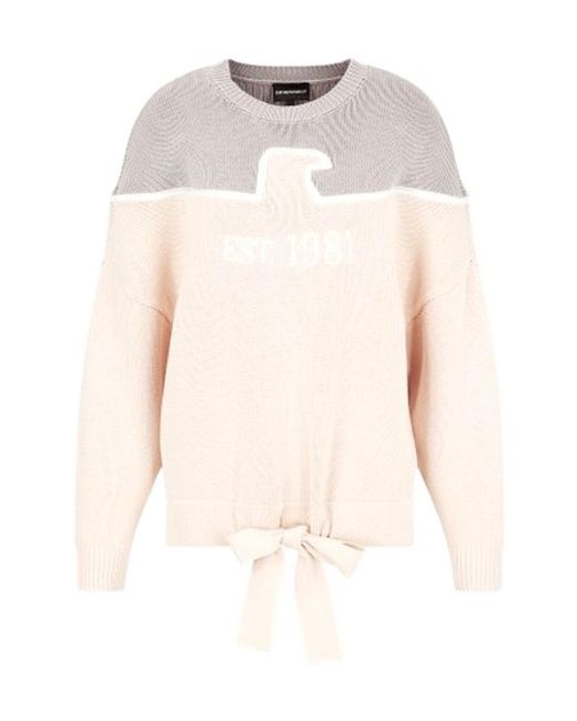 Emporio Armani White Round-Neck Sweater