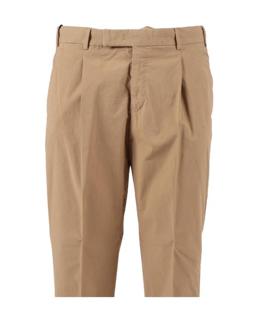PT01 Natural Pt Torino Pleated Cuffed Pants for men