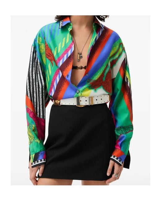 Versace Multicolor Printed Silk Twill Shirt