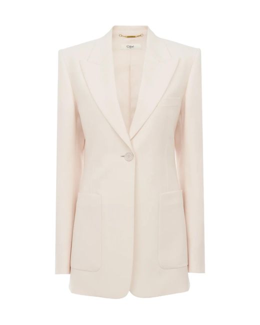 Chloé White Chlo Single-Breasted Tailored Jacket