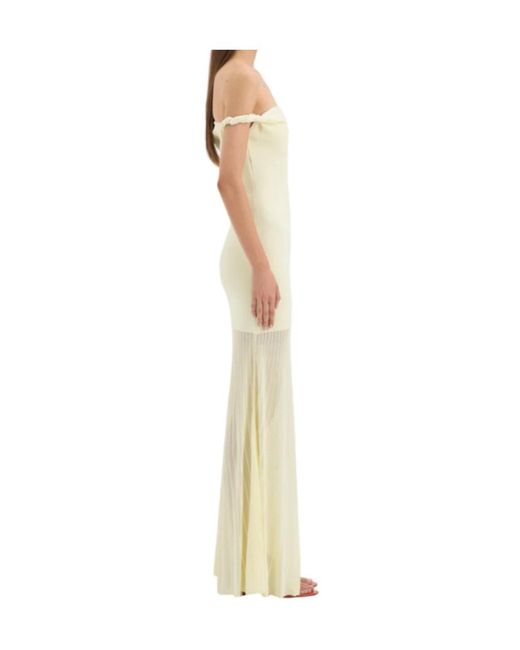 Sir Yellow Off-Shoulder Knotted Dress