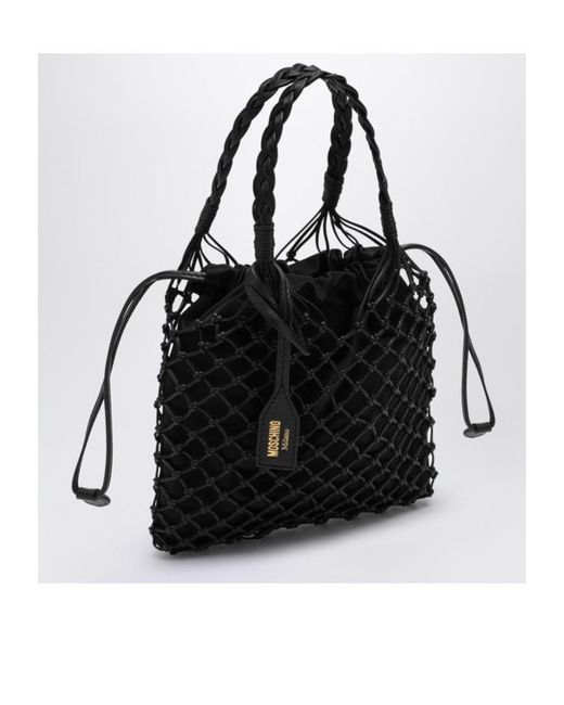 Moschino Black Handbag With Woven Handle