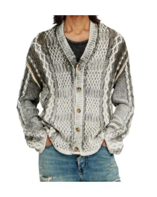 DIESEL Gray K Mioto Textured Knit Cardigan for men