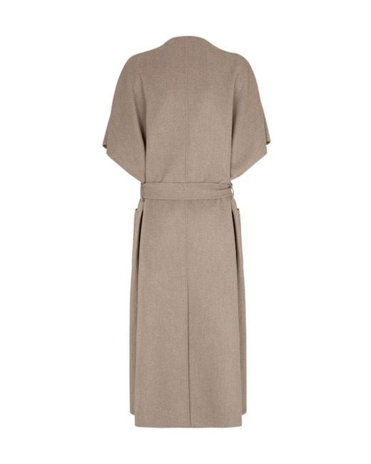 Fendi Natural Short Sleeved V-Neck Belted Coat