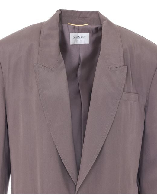Saint Laurent Brown Single-Breasted Long-Sleeved Jacket