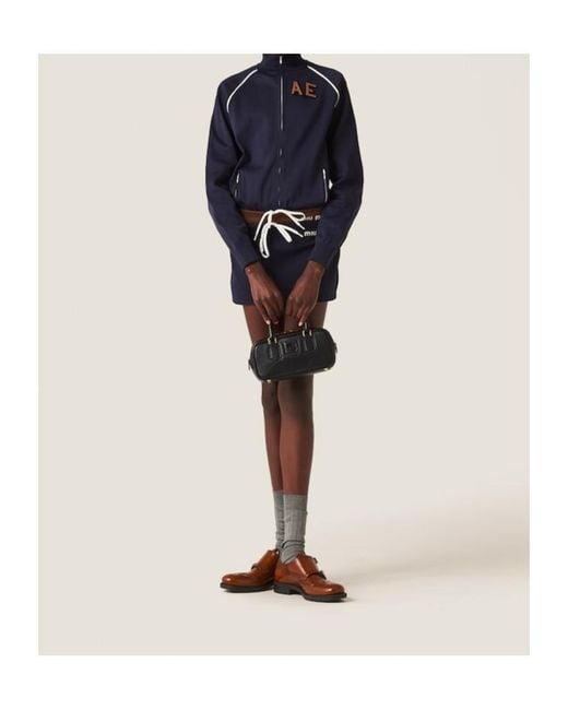 Miu Miu Blue Logo-Embroidered Mini Skirt