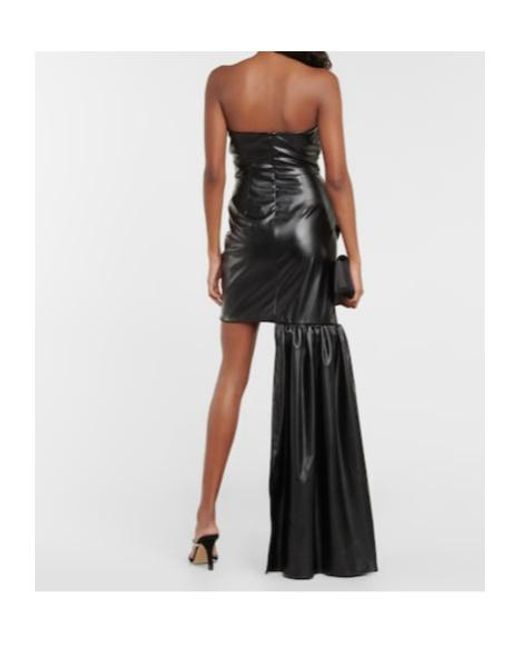 David Koma Black Strapless Faux Leather Dress