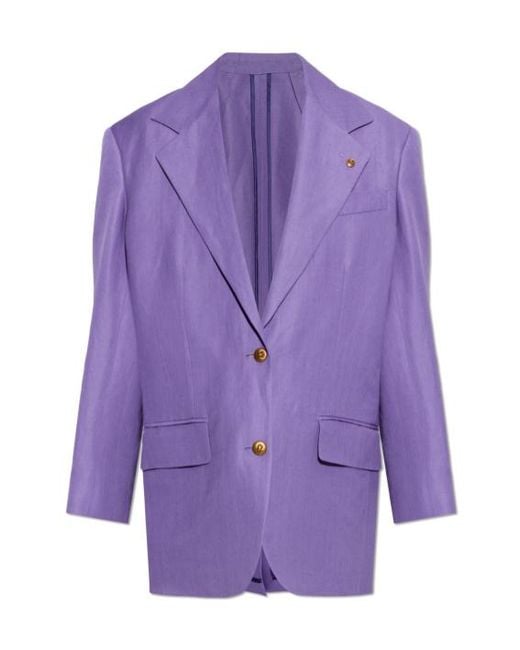Versace Purple Single-Breasted Oversized Blazer