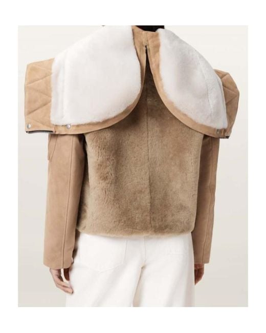 AllSaints Natural Dexter Collared Shearling Jacket