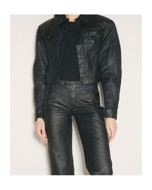 Mugler Black Long-Sleeved Denim Coat