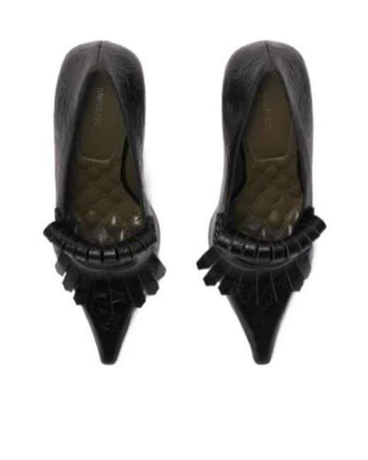 Burberry Black Embossed Cameo Fringed Pumps