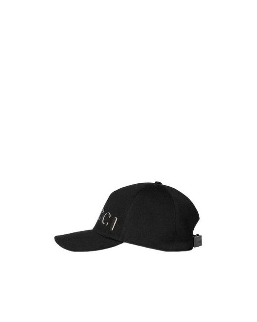 Gucci Black Embroidered Wool Baseball Hat for men