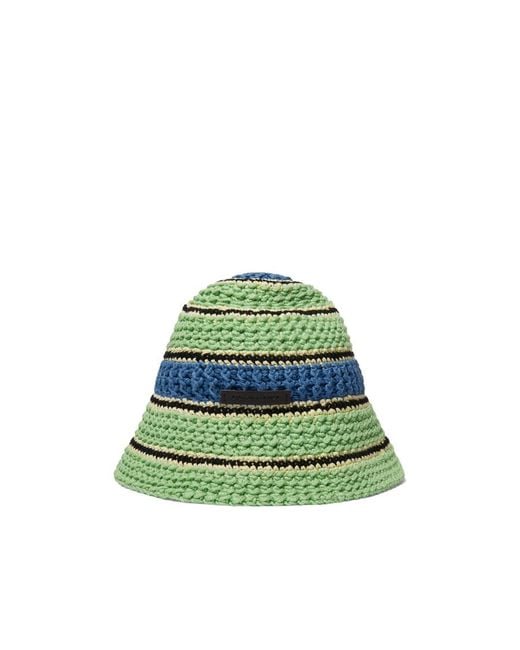 Stella McCartney Green Colour-Block Crochet Hat