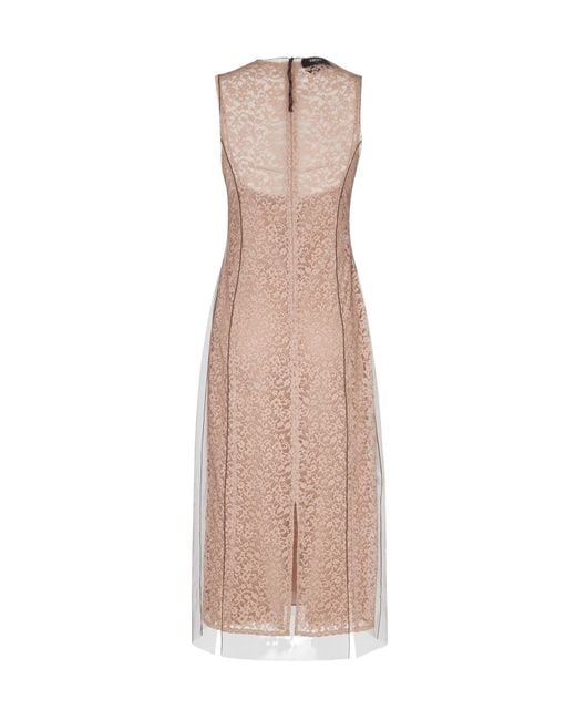 Fendi Natural Floral Lace Detailed Sleeveless Midi Dress