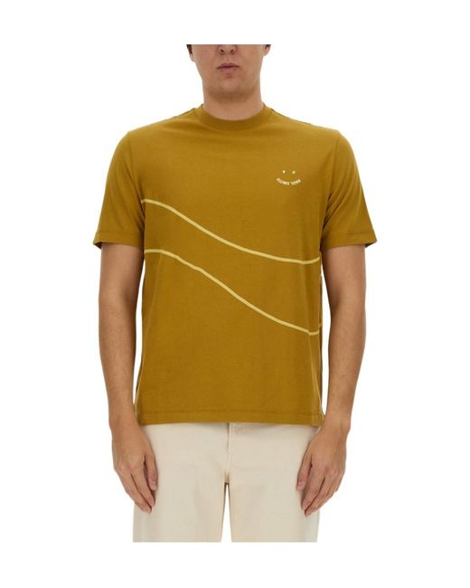 Paul Smith Yellow Ps Paul Smith Logo Detailed Crewneck T-Shirt for men