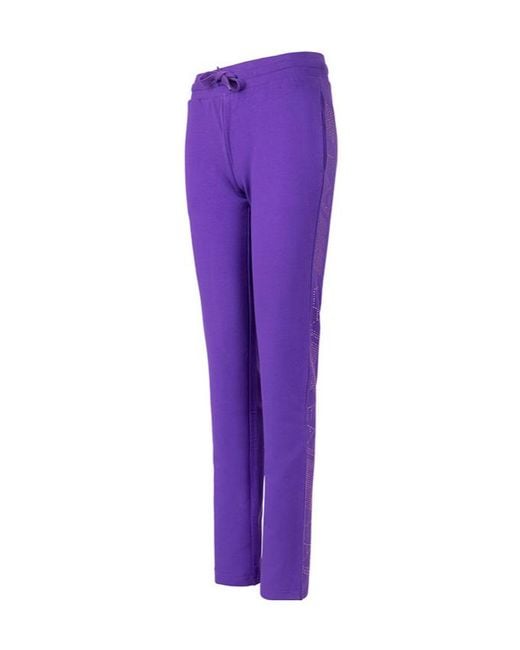 EA7 Purple Drawstring Waist-Edge Sweatpants