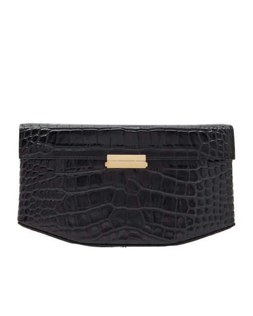 Totême Black Crocodile-Embossed Leather Shoulder Bag