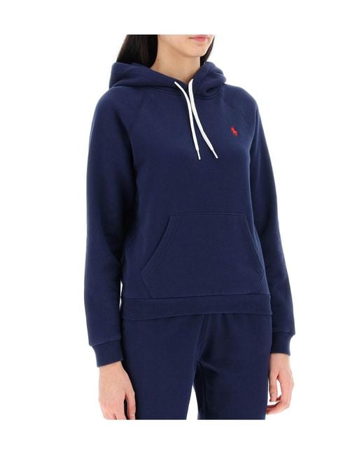Polo Ralph Lauren Blue Logo Embroidered Drawstring Hoodie