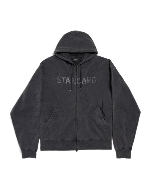Balenciaga Blue Zip-Up Hooded Jacket for men