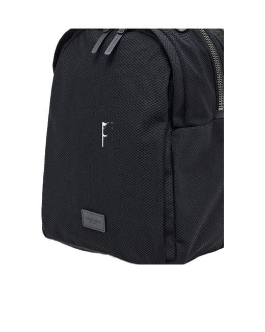 Giorgio Armani Blue Mesh Backpack With Leather Inserts And Adjustable Shoulder Straps for men