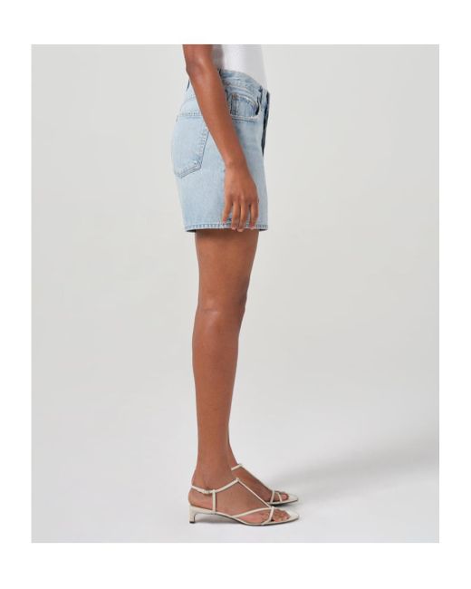 Agolde Blue Wide Leg Denim Shorts