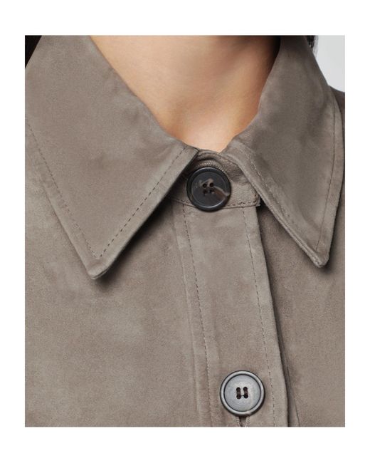 Arma Blue Taupe Kaylee Suede Shirt Jacket